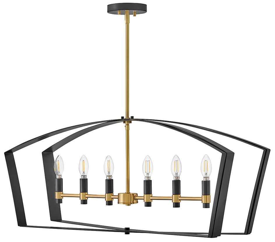 Image 2 Lark Sammi Interior Large Six Light Linear Chandelier 40" Black more views