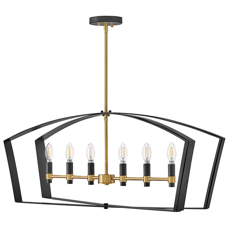 Image 2 Lark Sammi Interior Large Six Light Linear Chandelier 40" Black more views