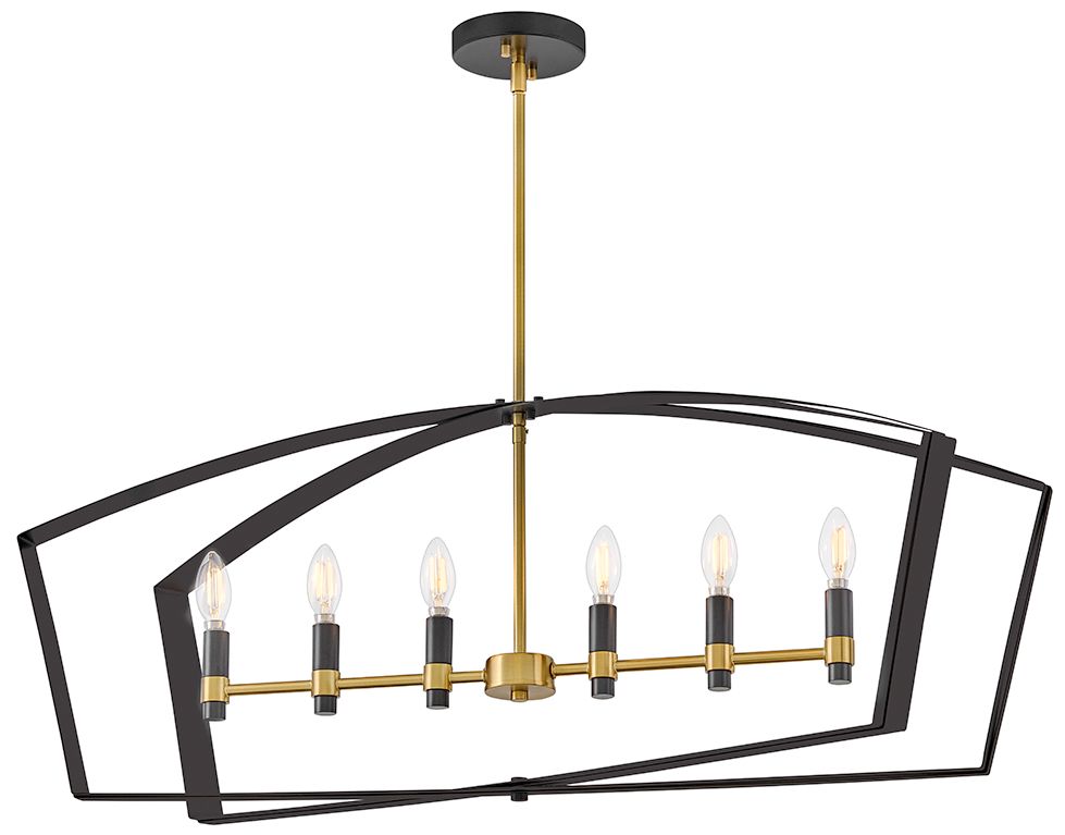Lark Sammi Interior Large Six Light Linear Chandelier 40" Black