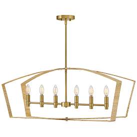 Image1 of Lark Sammi Interior Large Six Light Linear Chandelier 40" Lacquered Brass