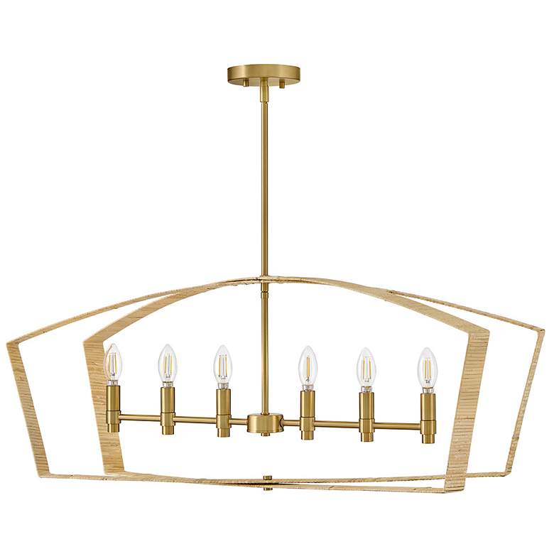 Image 2 Lark Sammi Interior Large Six Light Linear Chandelier 40" Lacquered Brass more views