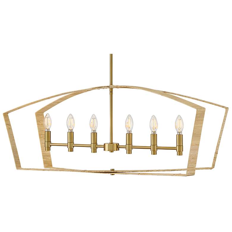 Image 5 Lark Sammi Interior Large Six Light Linear Chandelier 40" Lacquered Brass more views