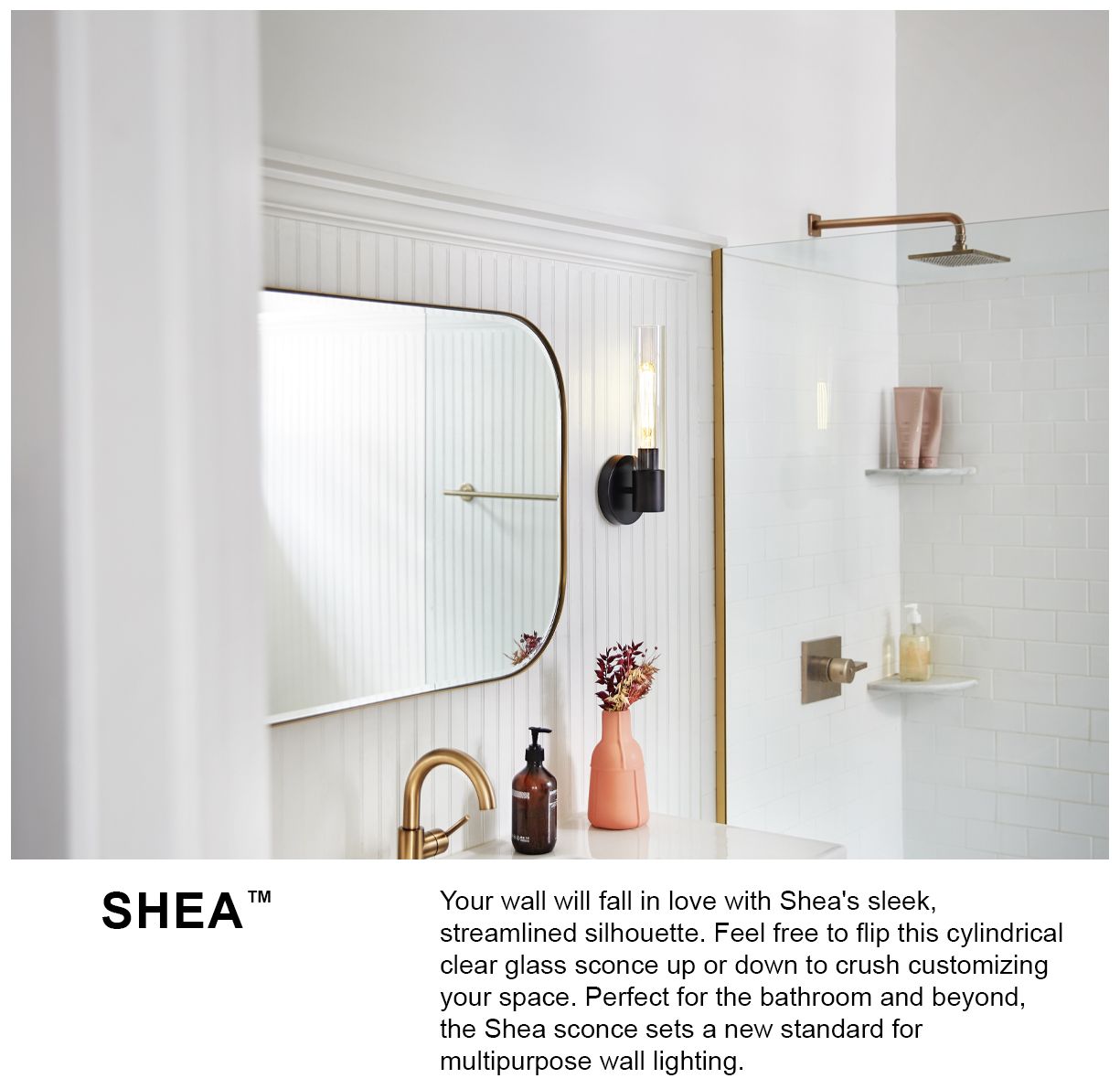 Lark-Shea Bath-Single Light Vanity-Lacquered Brass