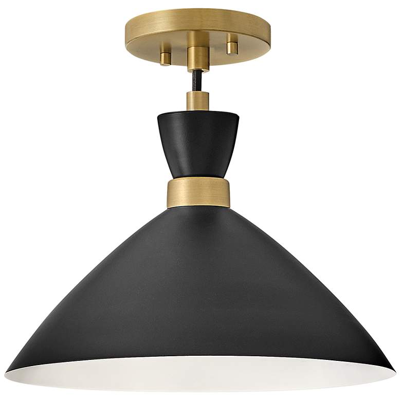 Image 3 Lark Simon 13" Wide Black Conical Metal Pendant Light more views