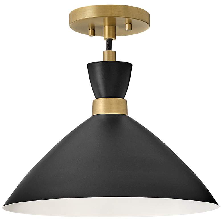 Image 3 Lark Simon 13 inch Wide Black Conical Metal Pendant Light more views