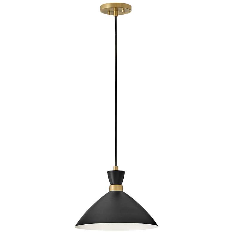Image 4 Lark Simon 13" Wide Black Conical Metal Pendant Light more views