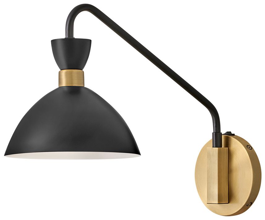 Lark Simon Interior Medium Single Light Plug-in Sconce 13.25" Black