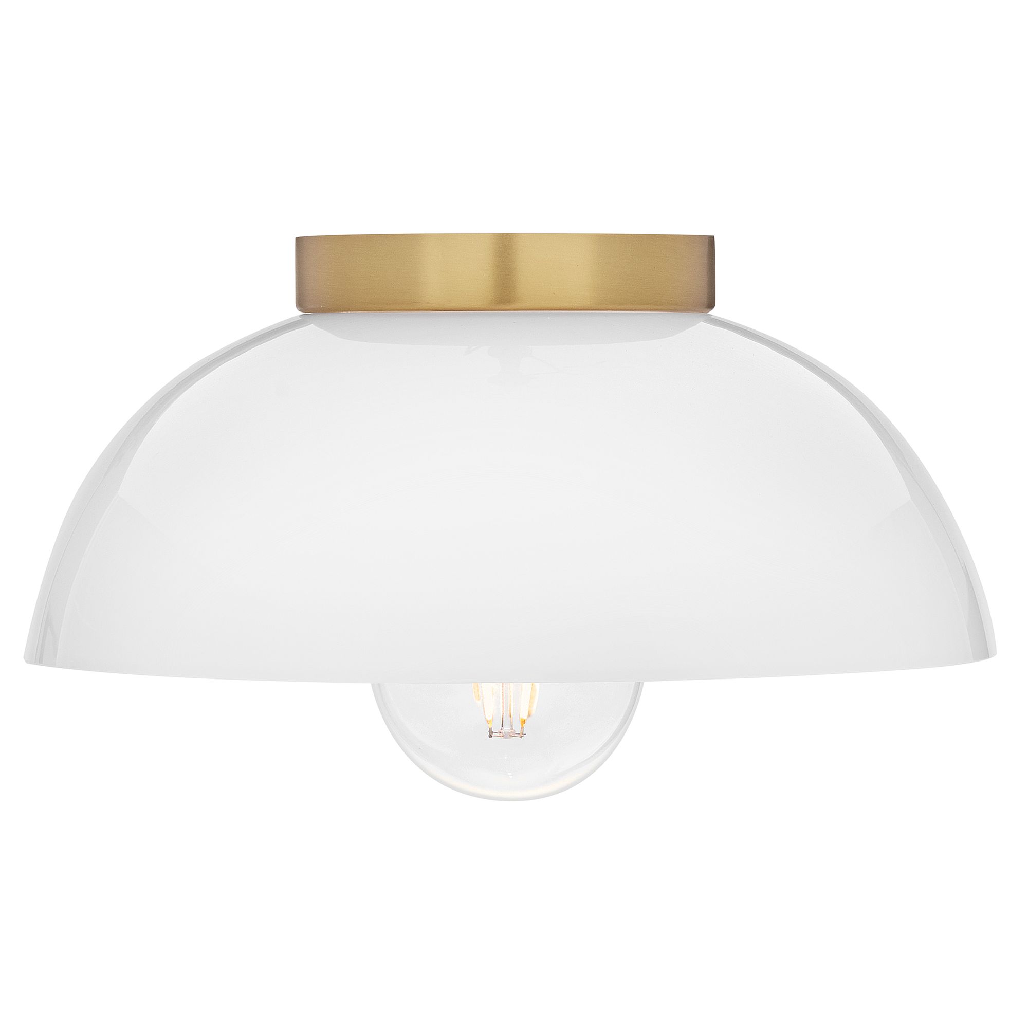 Image 3 Lark Stu Interior Small Flush Mount 11" Lacquered Brass/White more views