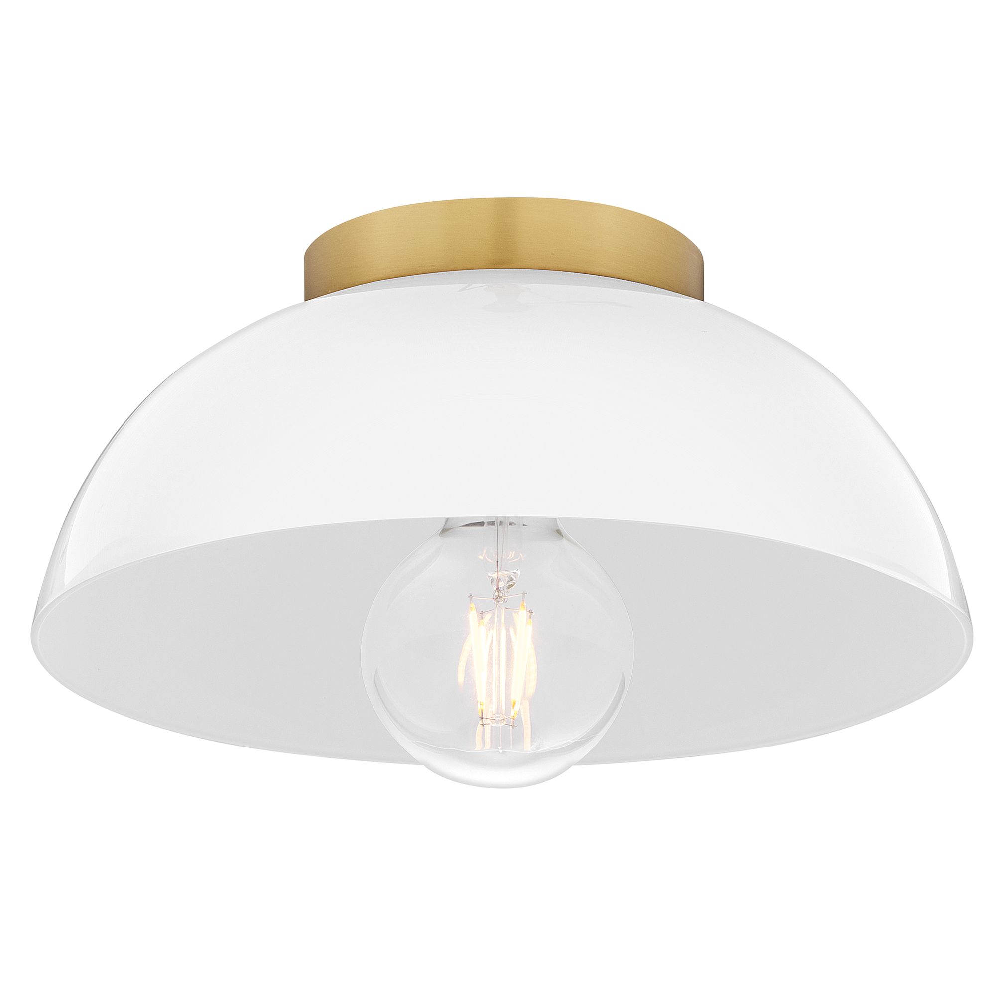 Image 4 Lark Stu Interior Small Flush Mount 11" Lacquered Brass/White more views