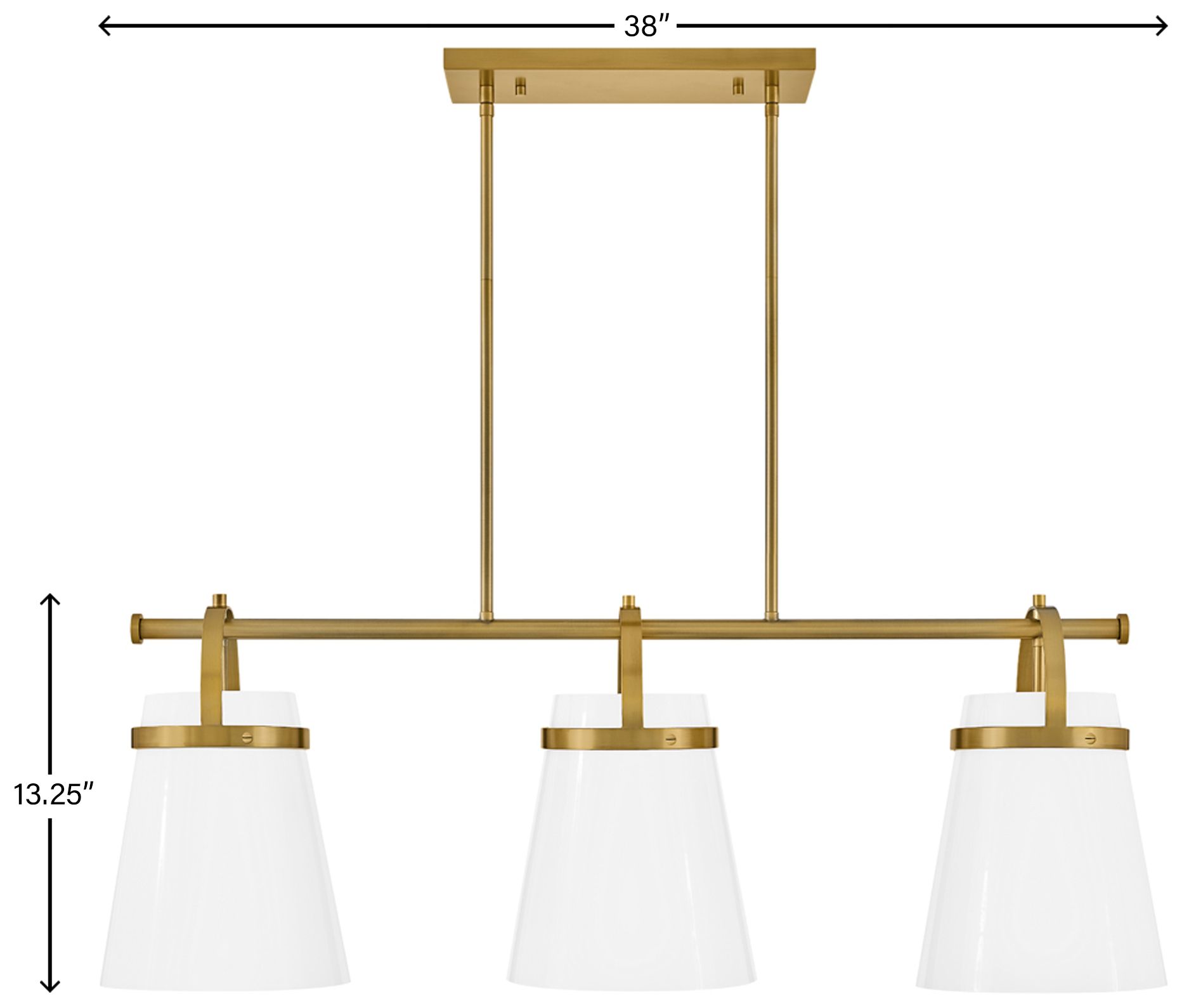 Lark Tori Chandelier Large Three Light Linear Chandelier Lacquered Brass