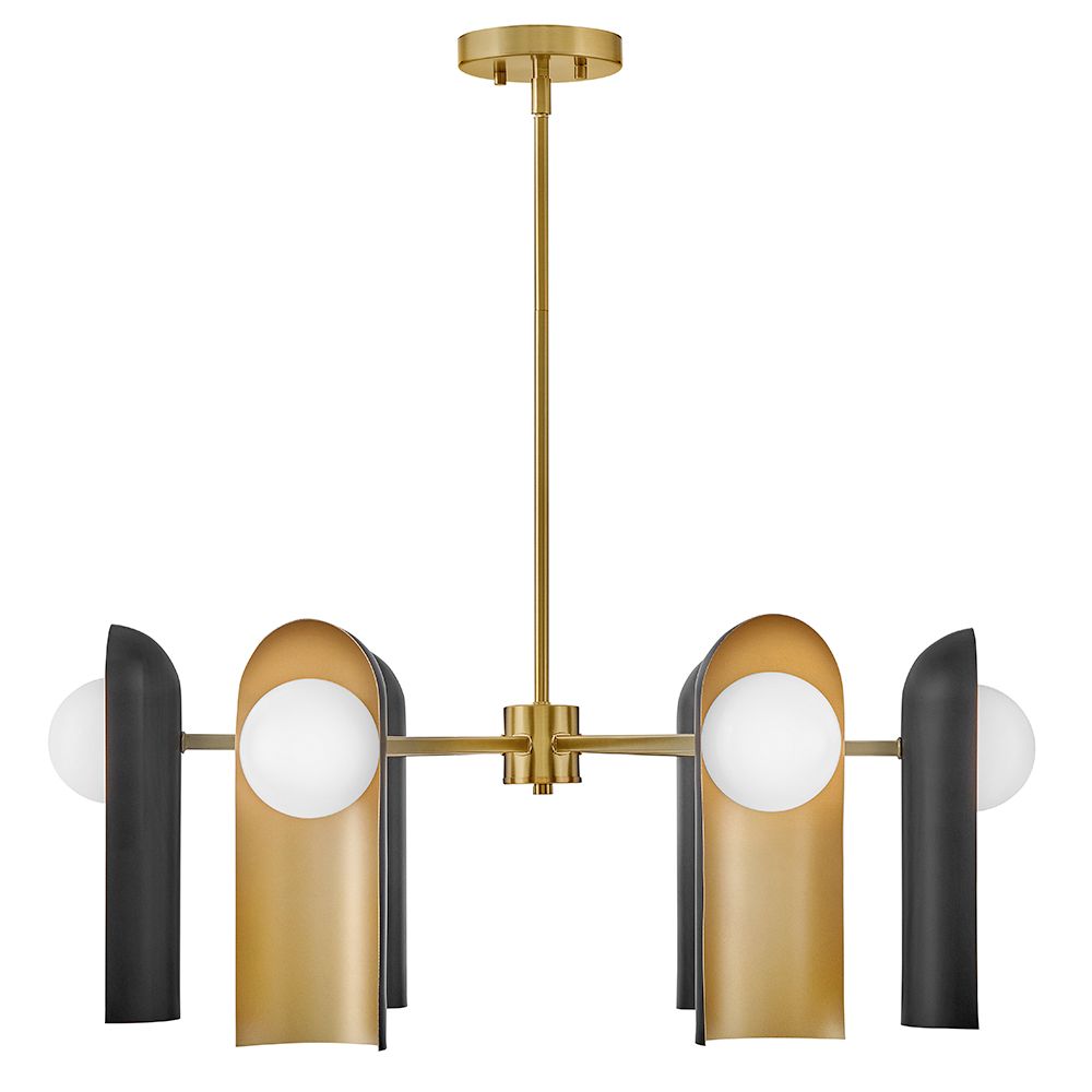 Image 2 Lark Zuri Medium Single Tier Chandelier 30" Lacquered Brass/Black more views
