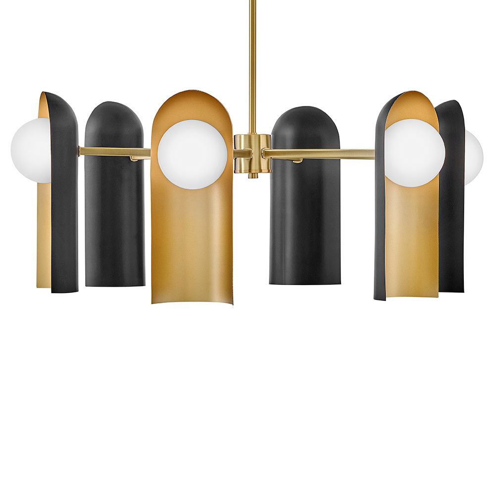 Image 3 Lark Zuri Medium Single Tier Chandelier 30" Lacquered Brass/Black more views