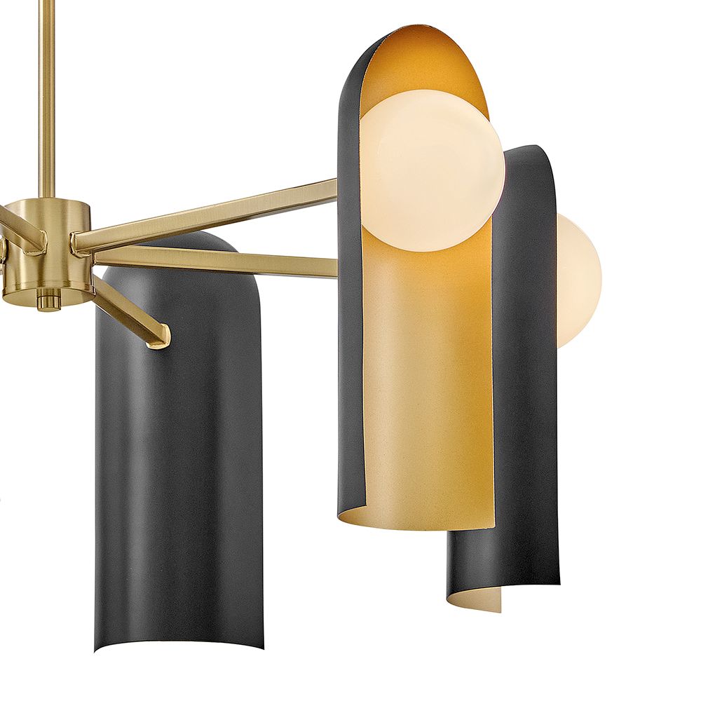 Image 4 Lark Zuri Medium Single Tier Chandelier 30" Lacquered Brass/Black more views