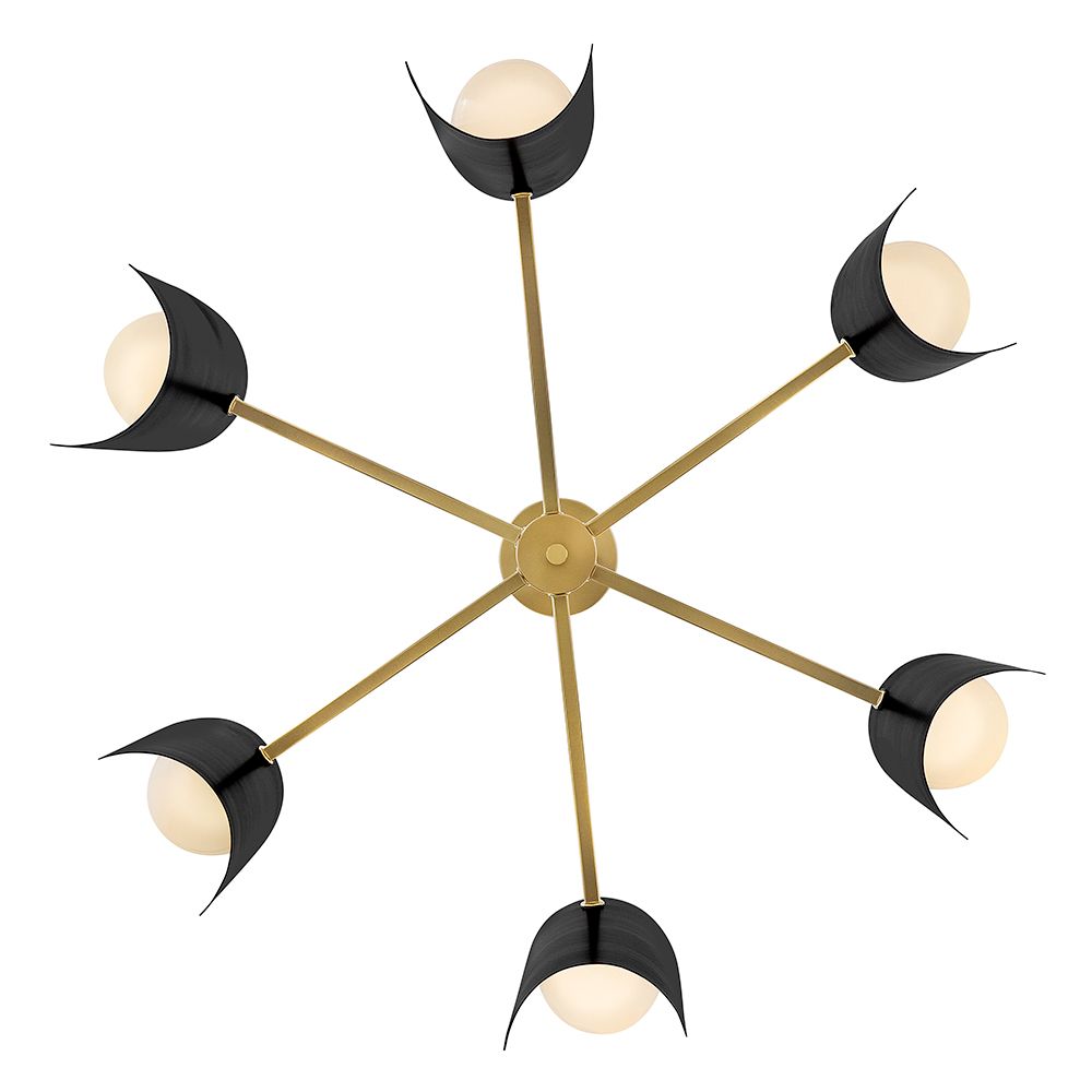 Image 6 Lark Zuri Medium Single Tier Chandelier 30" Lacquered Brass/Black more views