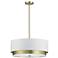 Larkin 20" Wide 4 Light Aged Brass Large Pendant With White Shade