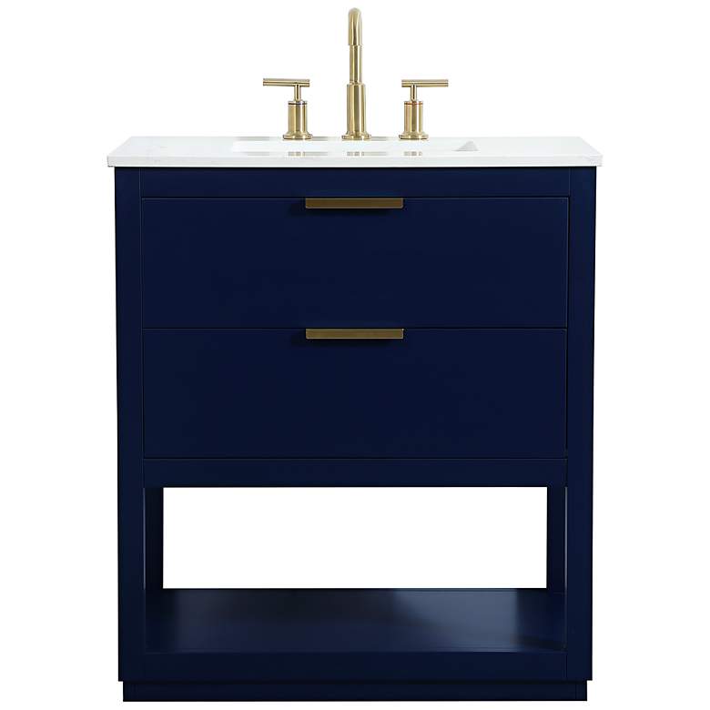 Image 2 Larkin 30" Wide Blue 2-Drawer Single Sink Bathroom Vanity