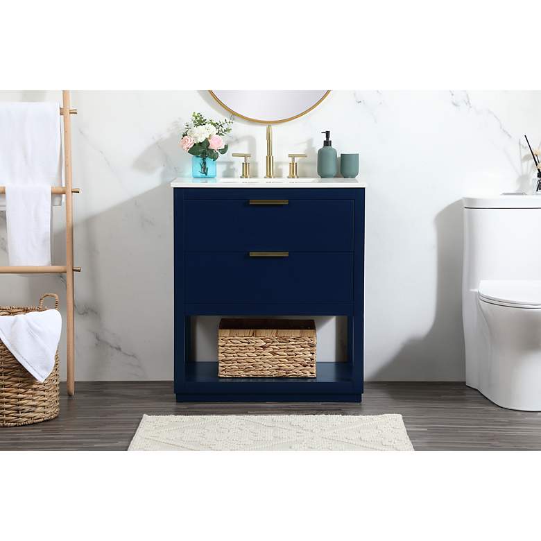 Image 3 Larkin 30" Wide Blue 2-Drawer Single Sink Bathroom Vanity more views