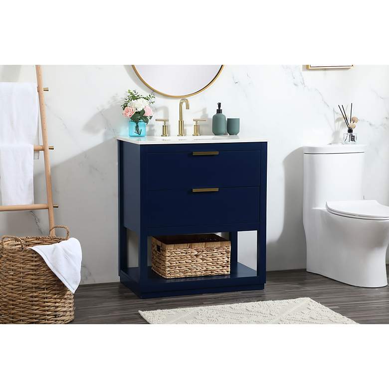 Image 4 Larkin 30" Wide Blue 2-Drawer Single Sink Bathroom Vanity more views