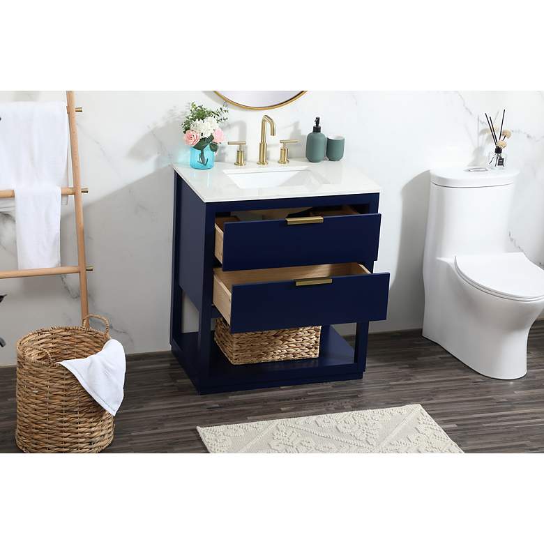 Image 5 Larkin 30" Wide Blue 2-Drawer Single Sink Bathroom Vanity more views