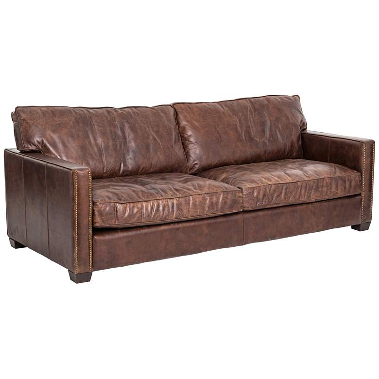 Image 1 Larkin Cigar 88 inch Wide Top Grain Leather Sofa