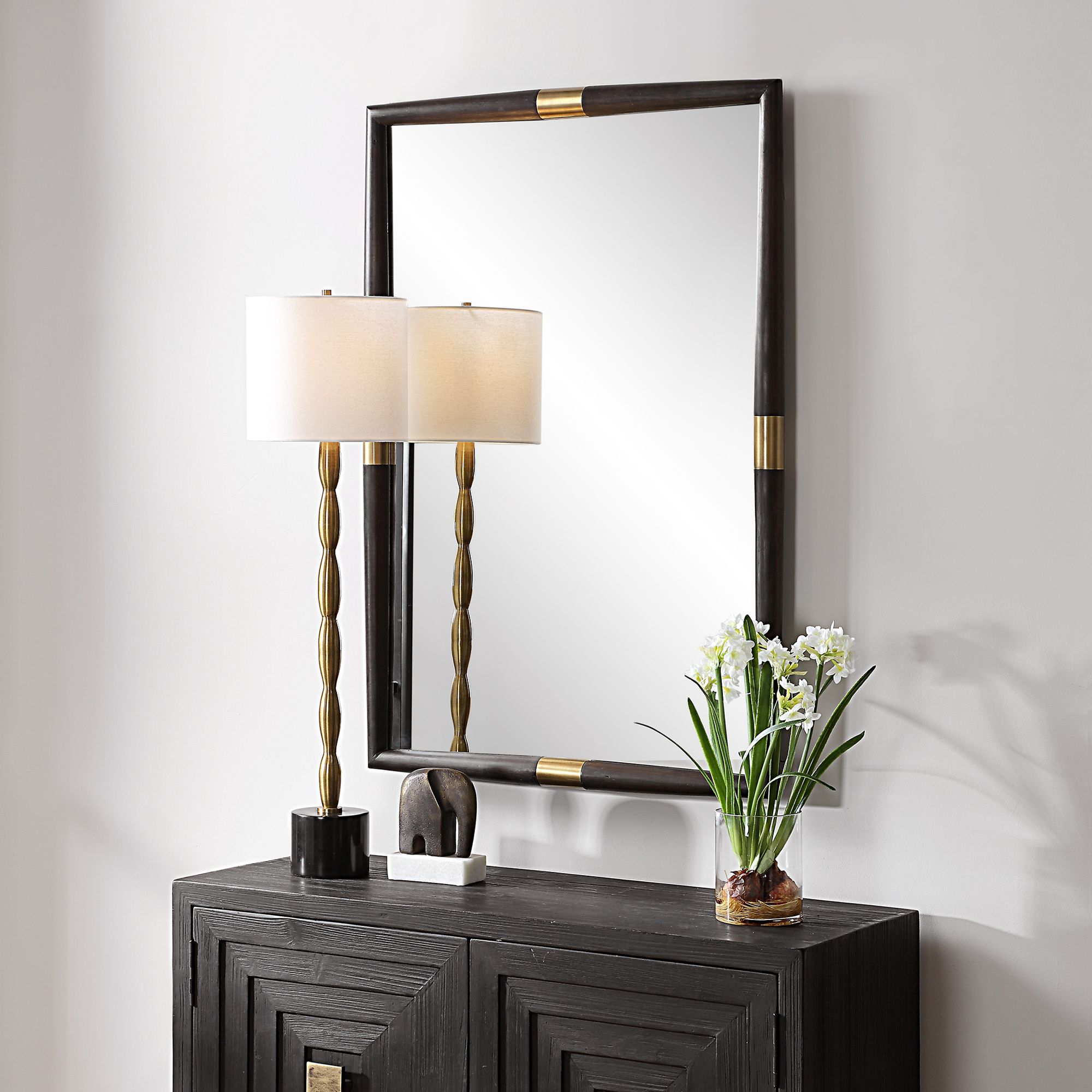 Image 3 Larkin Dark Oak 29 3/4" x 43 1/2" Rectangular Wall Mirror more views