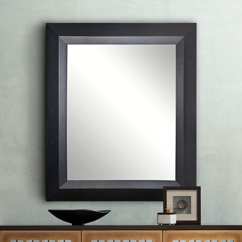 Image 1 Larose Solid Black 39 1/2" x 45 1/2" Angled Wall Mirror