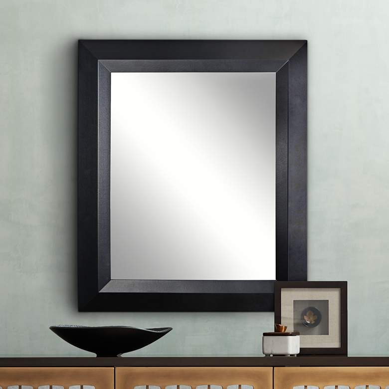 Image 1 Larose Solid Black Angle 29 1/2 inch x 35 1/2 inch Wall Mirror
