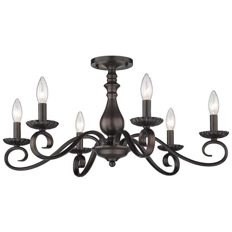 Image 1 Larrick 26 5/8" Wide Rubbed Bronze 6-Light Semi-Flush