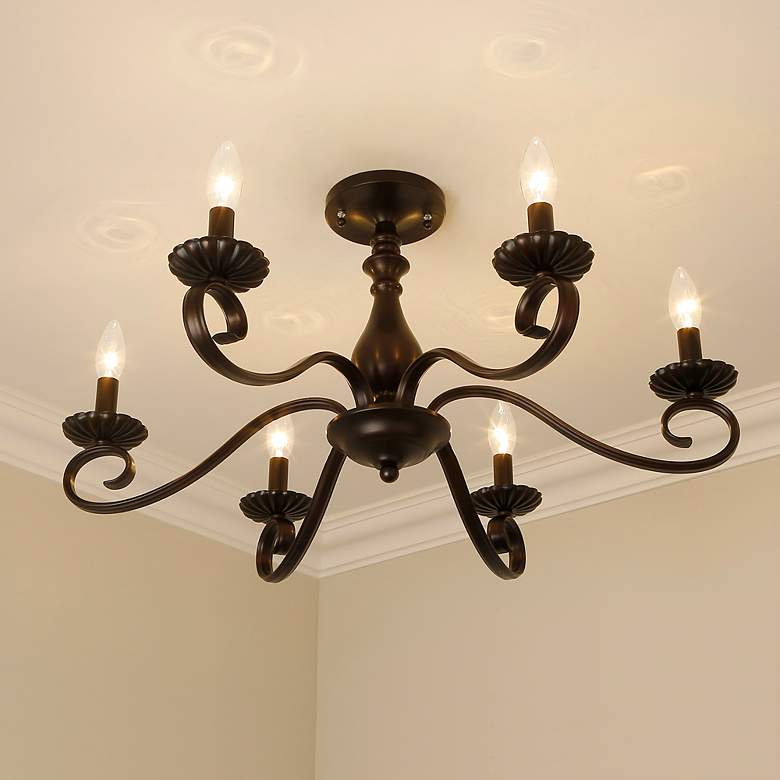 Image 7 Larrick 26 5/8" Wide Rubbed Bronze 6-Light Semi-Flush more views