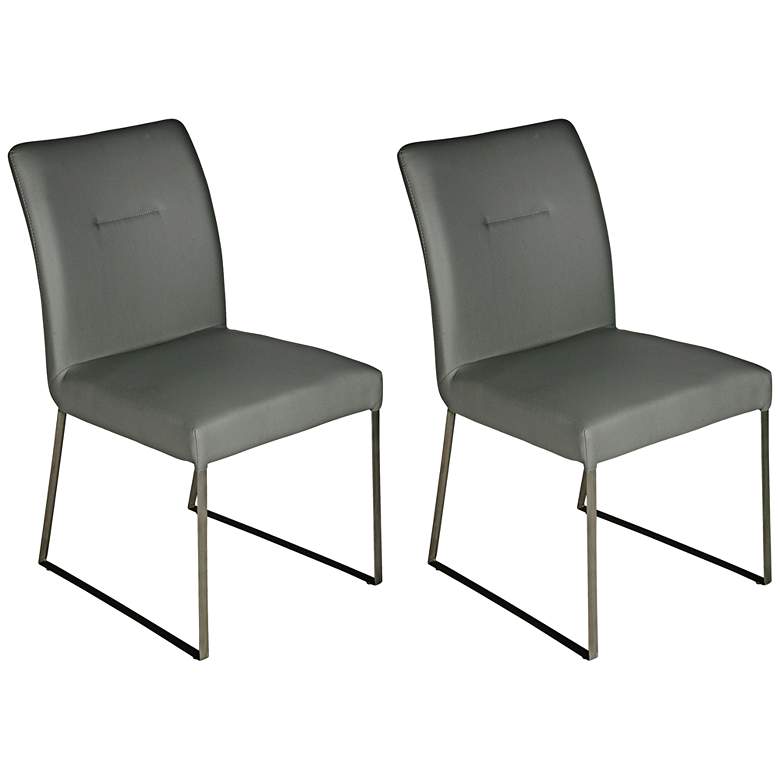 Image 1 Larry Gray and Stainless Steel Dining Chairs Set of 2