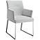 Larry Nickel Accent White Faux Leather Dining Armchair