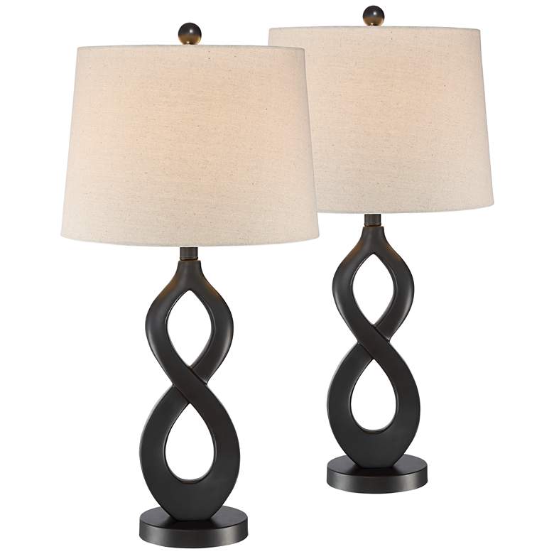 Image 1 Lars Modern Twist Set of 2 Table Lamps with 17W LED Bulbs