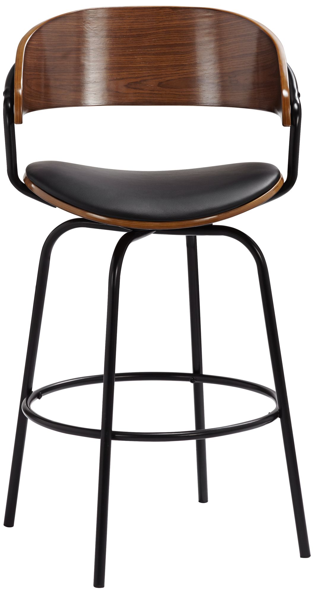 Larsen 26" Black Faux Leather Swivel Counter Stools Set of 2 in scene