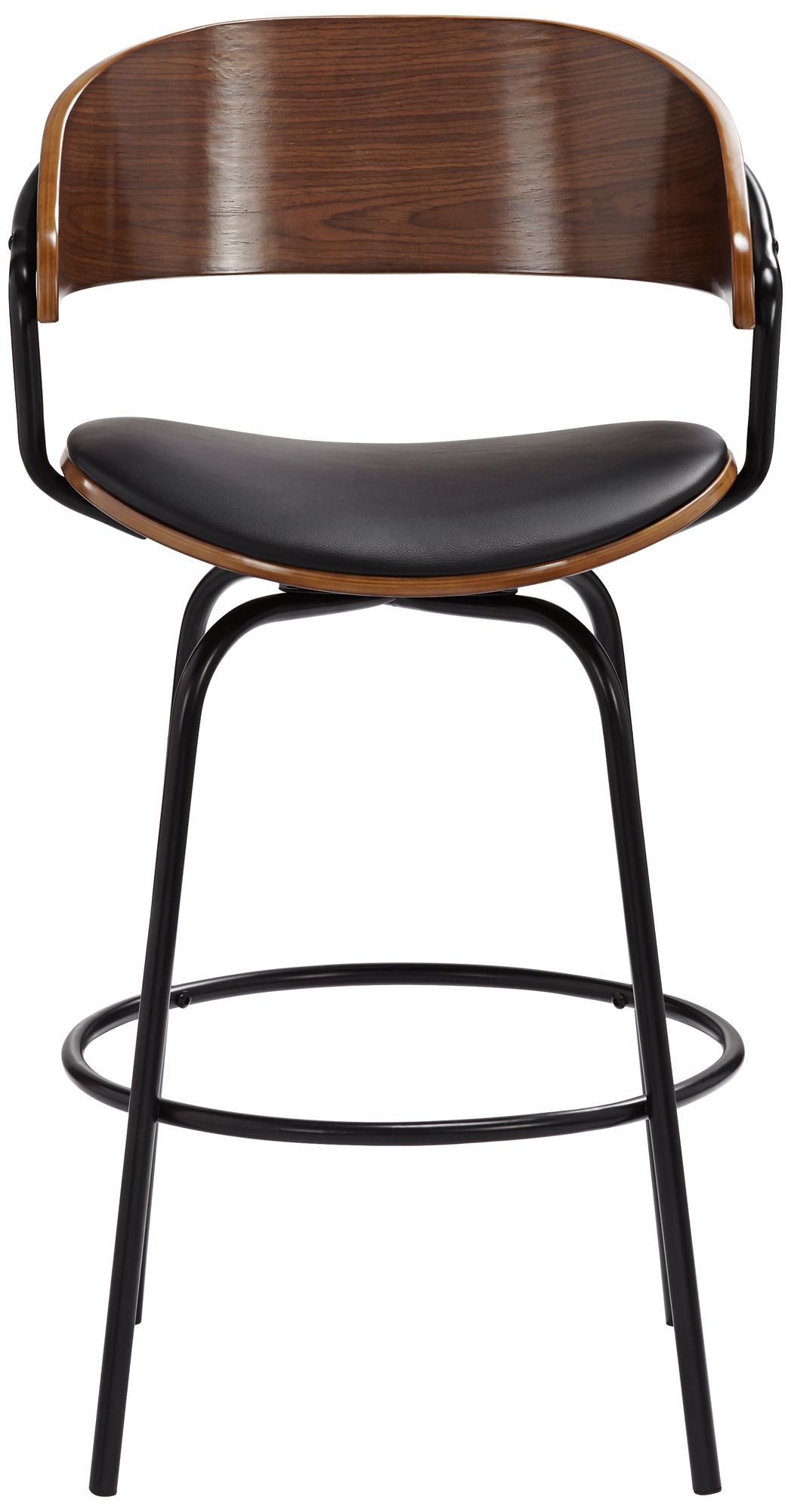 Larsen 26" Black Faux Leather Swivel Counter Stools Set of 2 in scene
