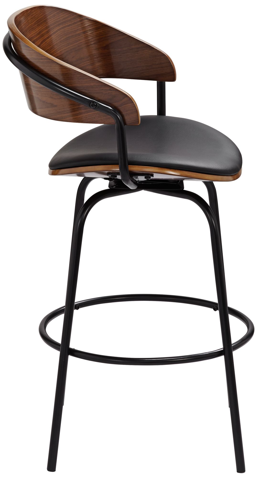 Larsen 26" Black Faux Leather Swivel Counter Stools Set of 2 in scene