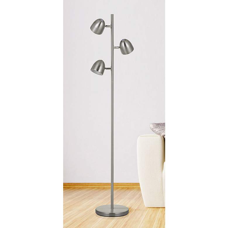 Image 1 Larsen Brushed Steel 3-Light LED Tree Floor Lamp