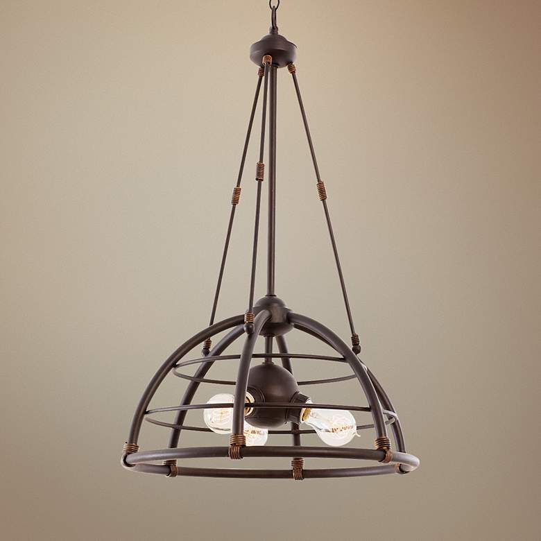 Image 1 Larson Tawny Port Forged Iron 18 inch Wide 3-Light Pendant