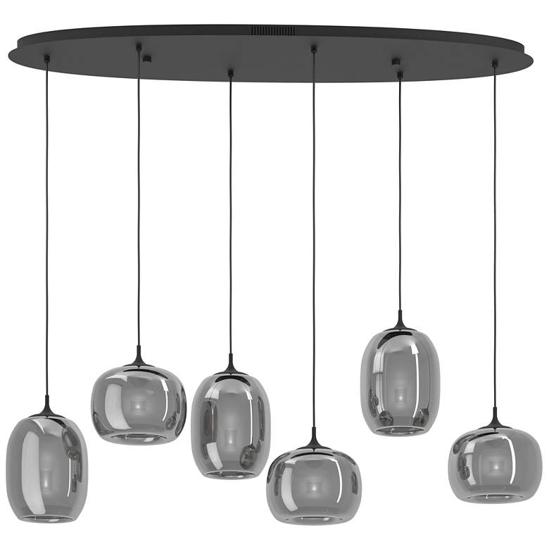 Image 1 Larva 6-light Black 3CCT LED Pendant Light with Smoked Glass Shades