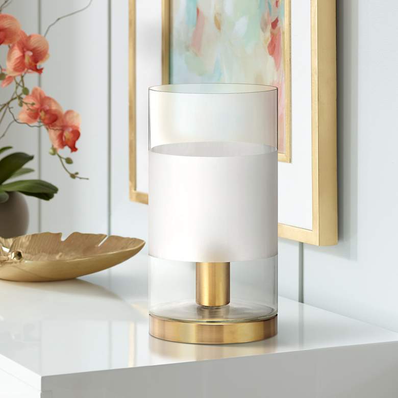 Image 1 Lasa Clear Glass Cylindrical 12"H Uplight Accent Table Lamp