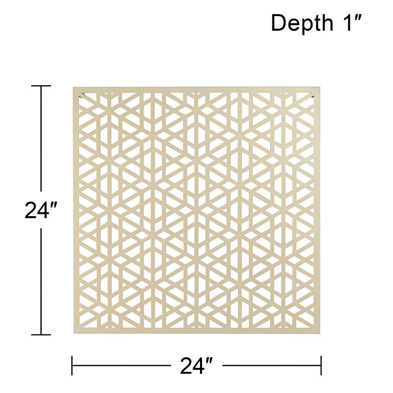 Image 7 Laser Cut Geometric Screen 24 inch Square Glossy Gold Wall Art more views