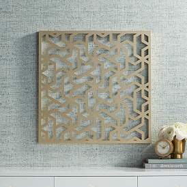 Image1 of Laser Cut Puzzle Screen 24" Square Glossy Gold Wall Art