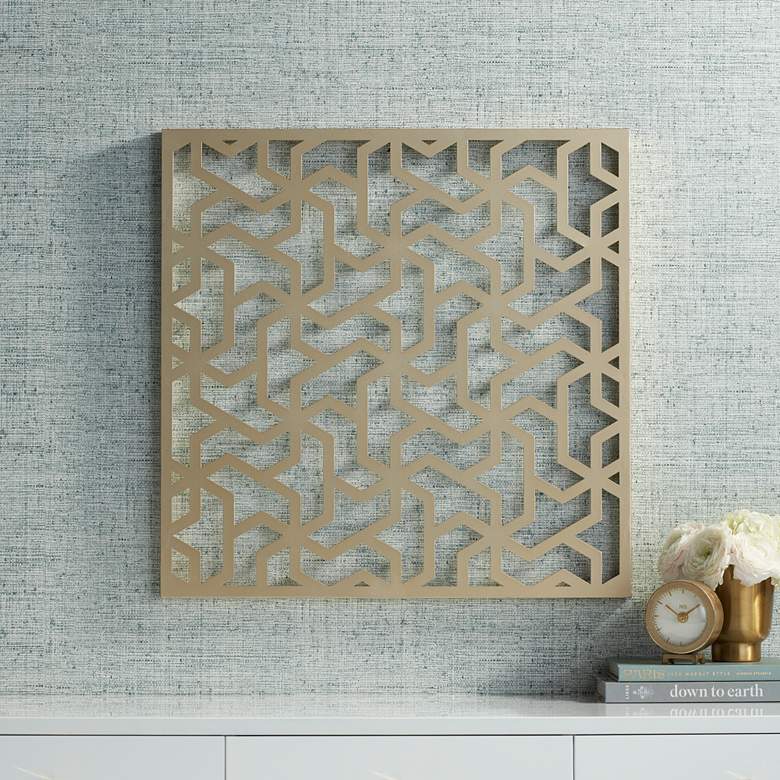 Image 1 Laser Cut Puzzle Screen 24" Square Glossy Gold Wall Art