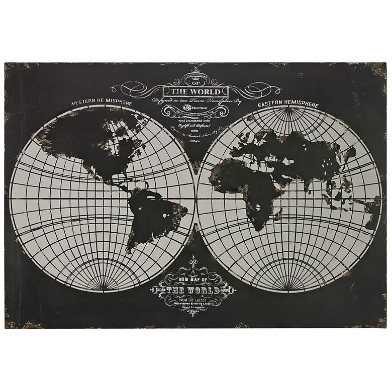 Image 1 Laser Cut World Map 39 inch Wide Framed Contemporary Wall Art