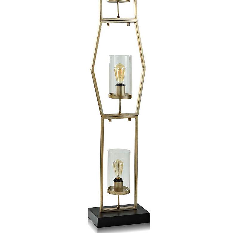 Image 3 Laslo - Steel 3 Tiered Glass Shade Floor Lamp more views