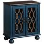 2_Lassie 28"W Antique Blue and Brown Wood 2-Door Accent Table