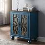 1_Lassie 28"W Antique Blue and Brown Wood 2-Door Accent Table