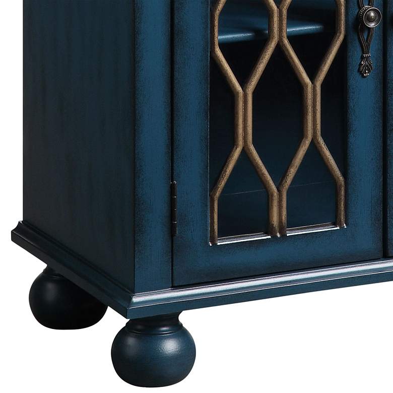 Image 4 Lassie 28"W Antique Blue and Brown Wood 2-Door Accent Table more views