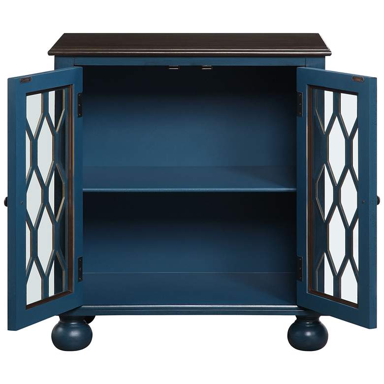Image 6 Lassie 28"W Antique Blue and Brown Wood 2-Door Accent Table more views