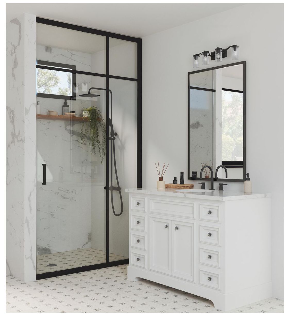Image 2 Lassiter Collection Four-Light Clear Glass Modern Bath Vanity Light more views