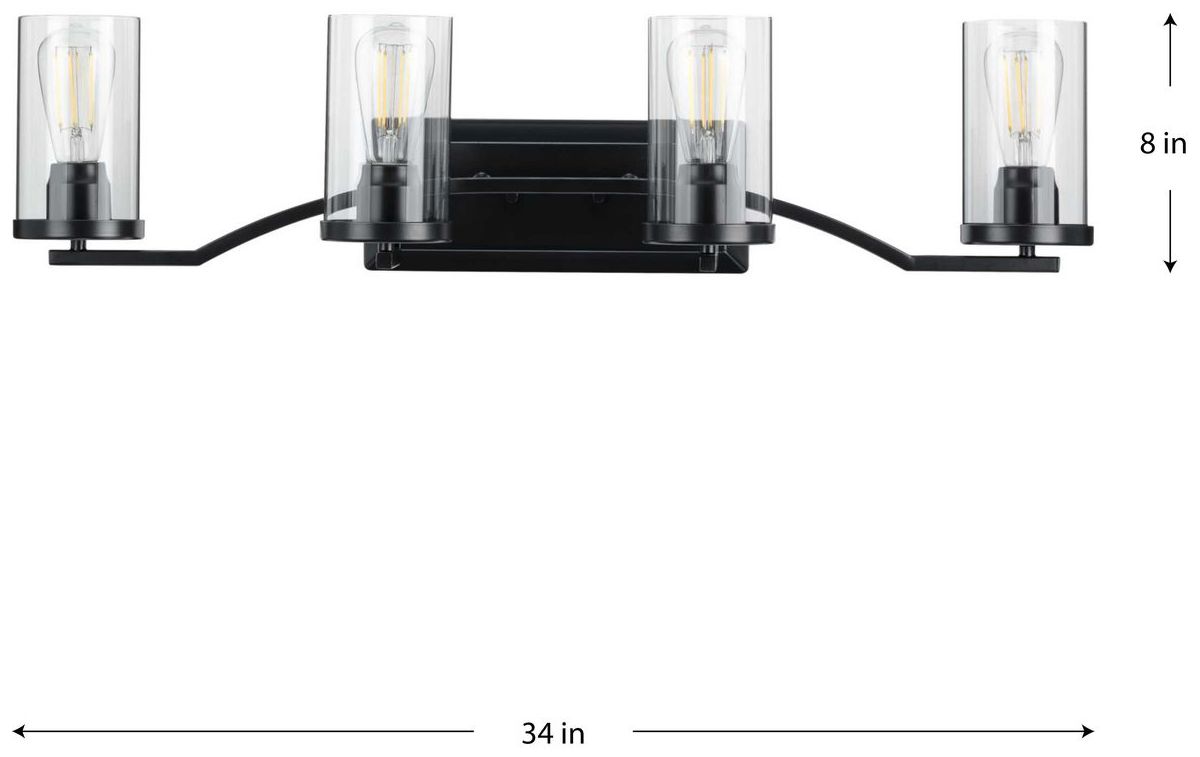 Image 4 Lassiter Collection Four-Light Clear Glass Modern Bath Vanity Light more views